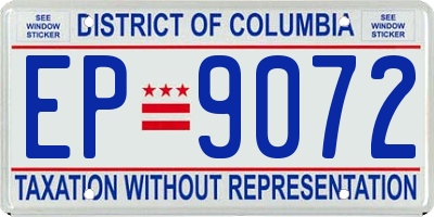 DC license plate EP9072