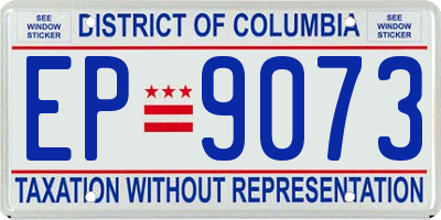 DC license plate EP9073