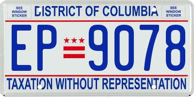 DC license plate EP9078