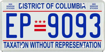DC license plate EP9093
