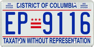DC license plate EP9116