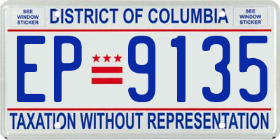 DC license plate EP9135