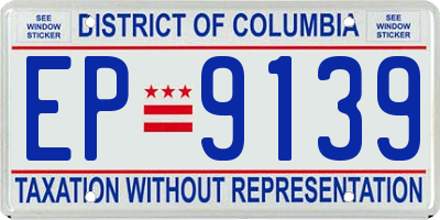 DC license plate EP9139