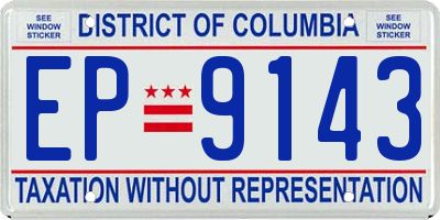 DC license plate EP9143