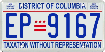 DC license plate EP9167