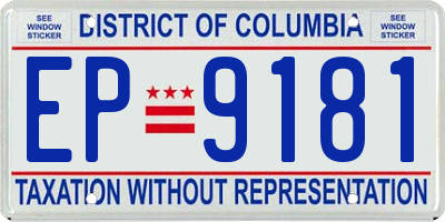 DC license plate EP9181