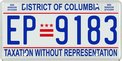 DC license plate EP9183