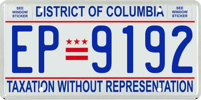 DC license plate EP9192
