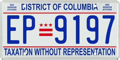 DC license plate EP9197