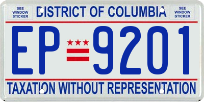 DC license plate EP9201