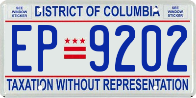 DC license plate EP9202