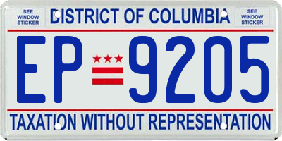 DC license plate EP9205