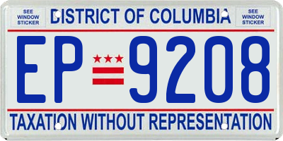 DC license plate EP9208