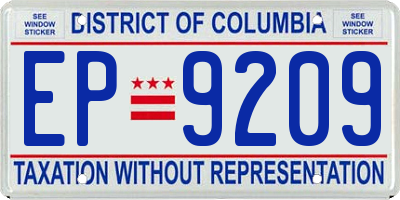 DC license plate EP9209