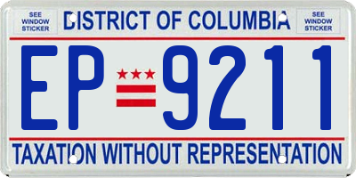 DC license plate EP9211