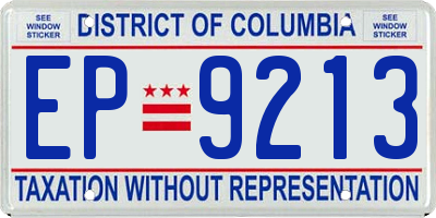 DC license plate EP9213