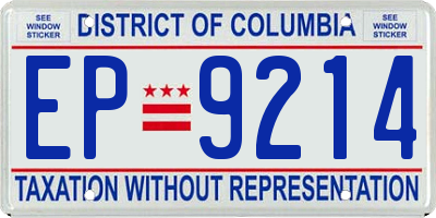 DC license plate EP9214