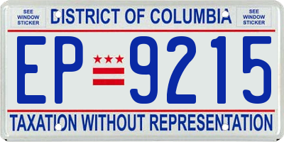 DC license plate EP9215