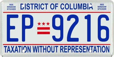 DC license plate EP9216