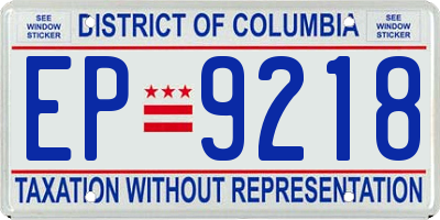 DC license plate EP9218