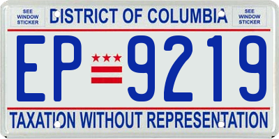 DC license plate EP9219