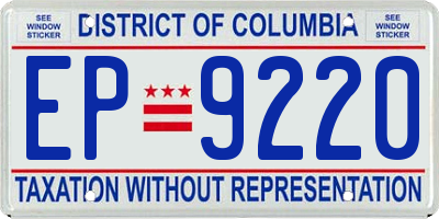 DC license plate EP9220