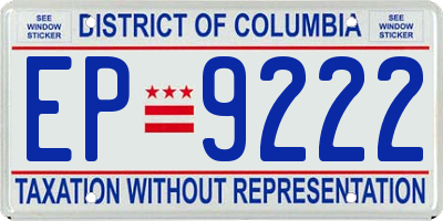 DC license plate EP9222