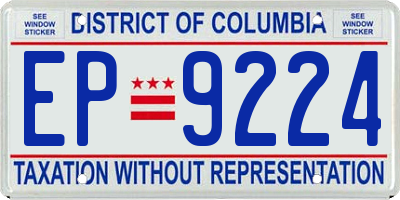 DC license plate EP9224