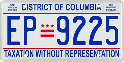 DC license plate EP9225