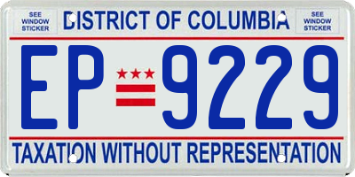 DC license plate EP9229