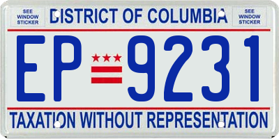 DC license plate EP9231