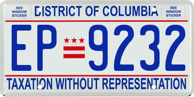 DC license plate EP9232