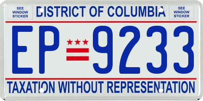 DC license plate EP9233