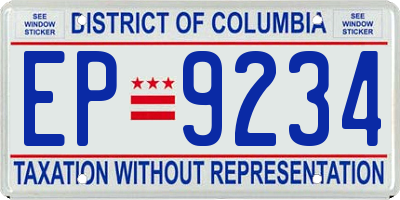 DC license plate EP9234