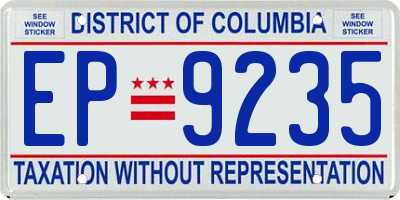 DC license plate EP9235