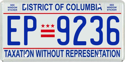 DC license plate EP9236