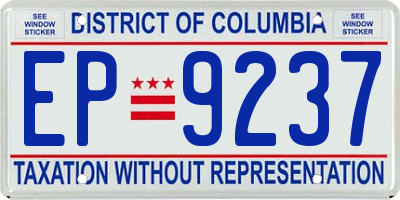 DC license plate EP9237