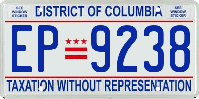 DC license plate EP9238
