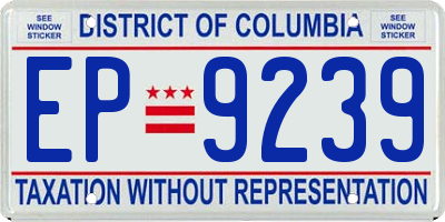 DC license plate EP9239