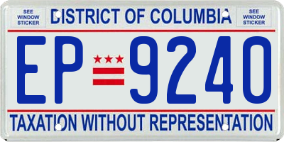 DC license plate EP9240