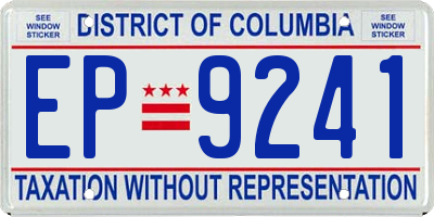 DC license plate EP9241