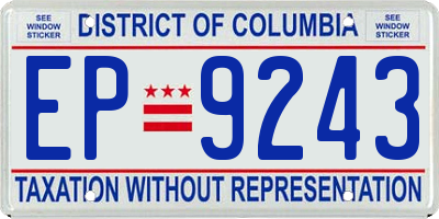 DC license plate EP9243