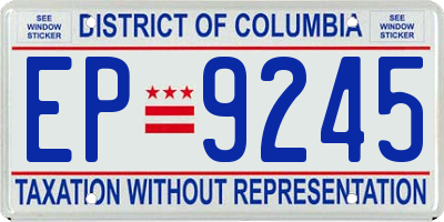 DC license plate EP9245