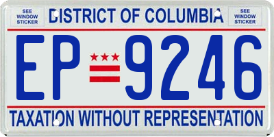 DC license plate EP9246