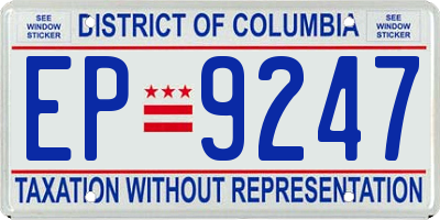 DC license plate EP9247