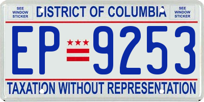 DC license plate EP9253