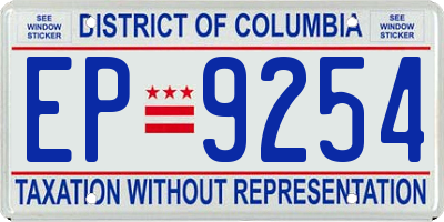 DC license plate EP9254