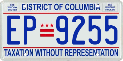 DC license plate EP9255