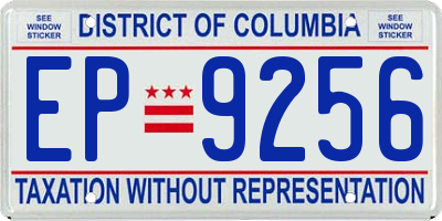 DC license plate EP9256