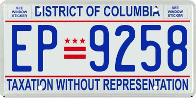 DC license plate EP9258